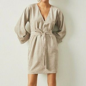 BCBGMAXAZRIA - Faux-Suede Tan Mini Dress with Belt
